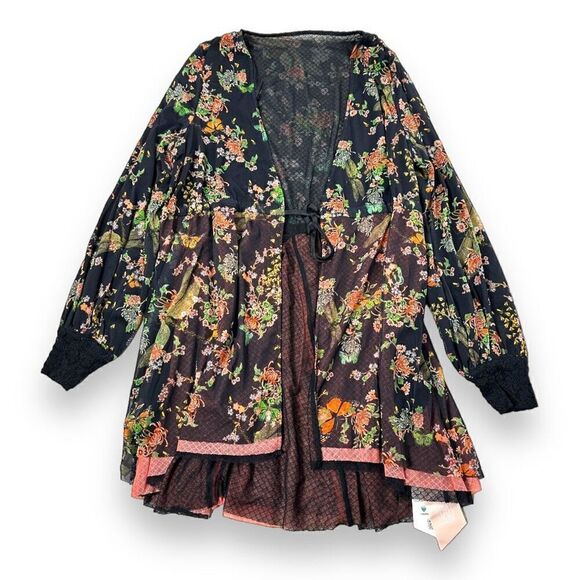 We Are HAH Make it A Double Robe Womens Size Medium M Butterflies BS Noir - Picture 3 of 9